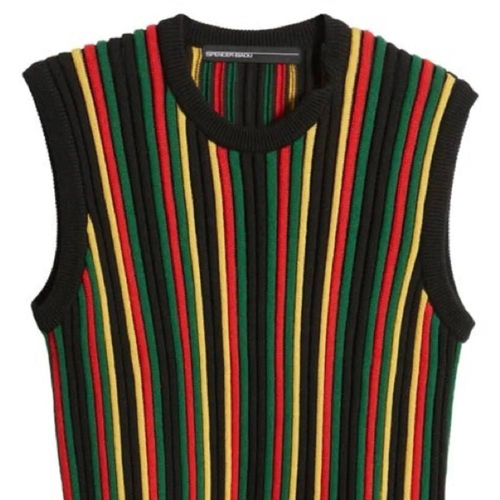NWOT Spencer Badu Men's Multicolor Striped Vest Sz: XXS - Picture 2 of 10